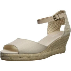 Soludos Open Toe Mid Wedge Espadrille Sandal Shoe Linen New NIB 9.5